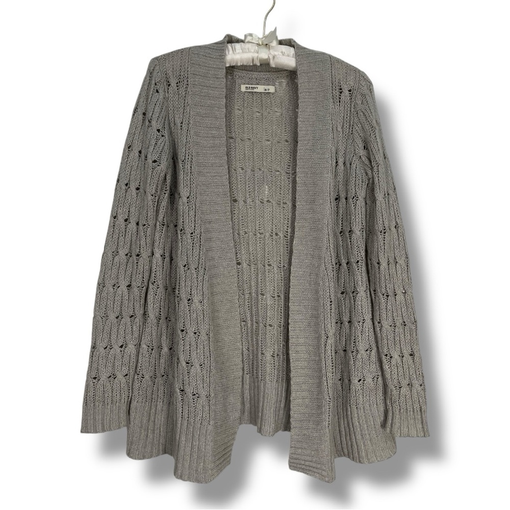 Old Navy Tan Cardigan Open Sweater Cable Knit Lightweight Oatmeal Neutral Sz S